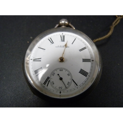 197 - Birmingham silver Waltham pocket watch and another Birmingham silver pocket watch, 925 half hunter p... 