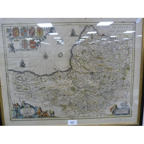 227 - Vintage map of Lincoln and another of Gloucestershire.  (2)