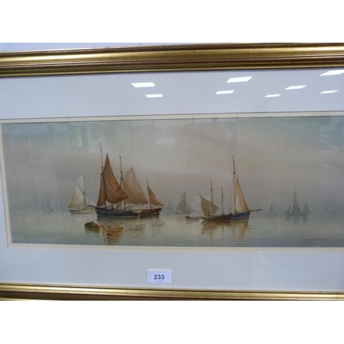 233 - G MORRIS, fishing boats, watercolour.