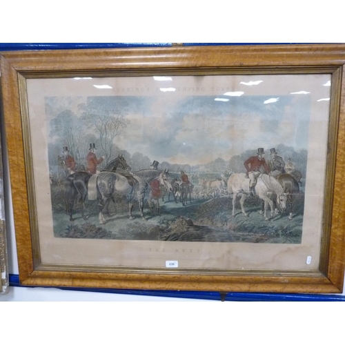 236 - AFTER JF HERRING SNR, foxhunting scenes, The Meet, engraved by J Harris, period burr frame and anoth... 