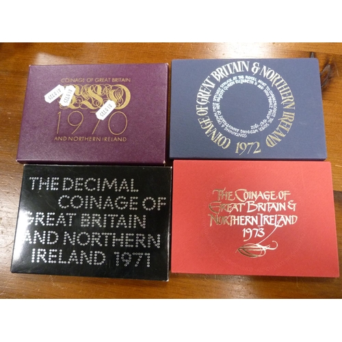 242 - Royal Mint Coinage of Great Britain and Northern Ireland 1970 - 1979 box sets.