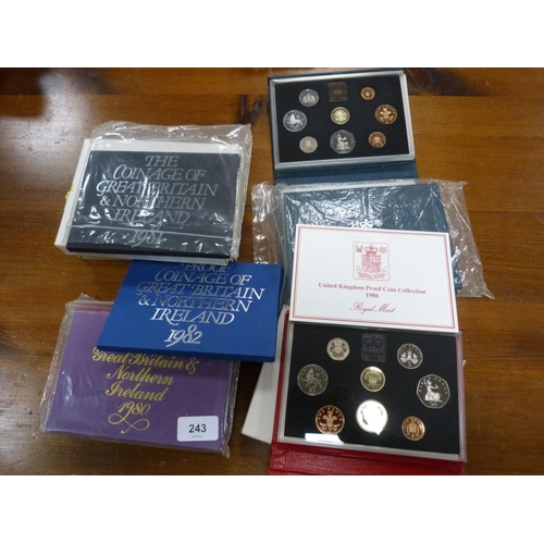 243 - Royal Mint Coinage of Great Britain and Northern Ireland/United Kingdom proof coin collections 1980 ... 