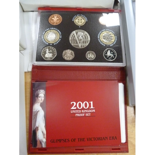 245 - Royal Mint United Kingdom Proof Coin Collections, 2000 - 2004.