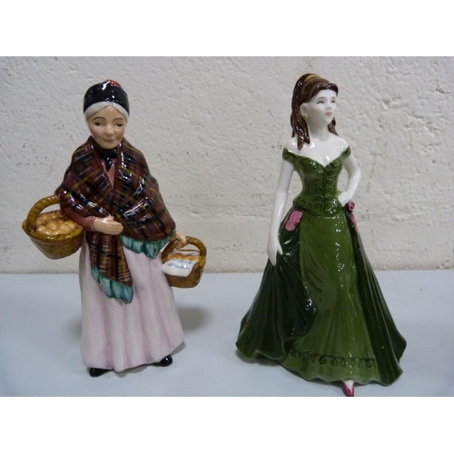 26 - Royal Doulton Miniature Street Vendors, 'The Orange Lady', Coalport figure, 'Special Day', a Staffor... 