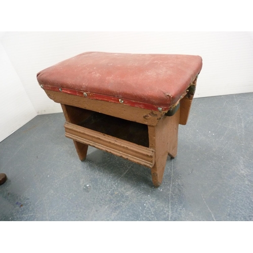 335 - Two gout stools, two stools and a canteen case.