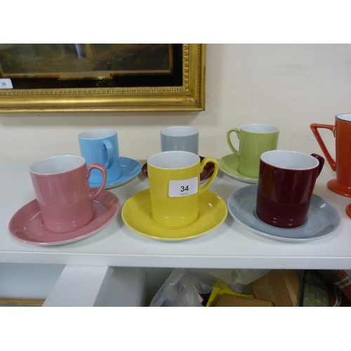 34 - Churchill coffee cups, rice bowls, cups and saucers.