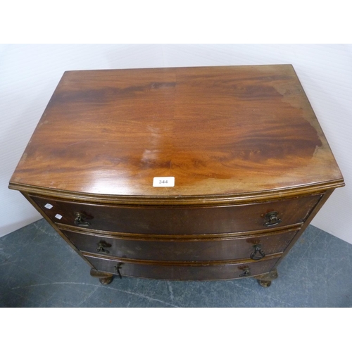 344 - Small mahogany bowfront chest of drawers.