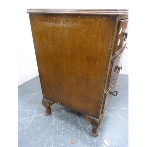 344 - Small mahogany bowfront chest of drawers.