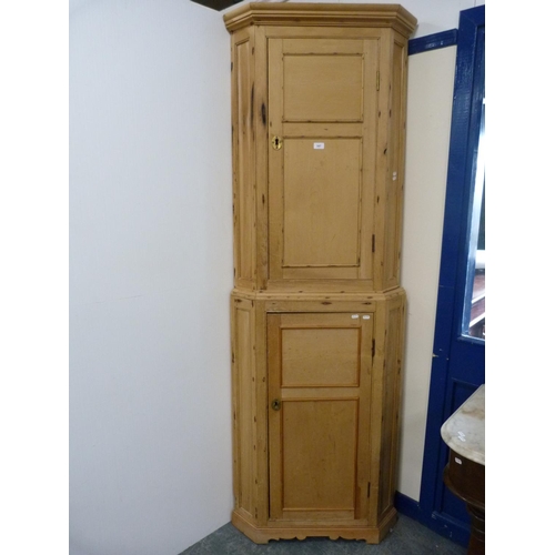 347 - Pine corner cupboard.