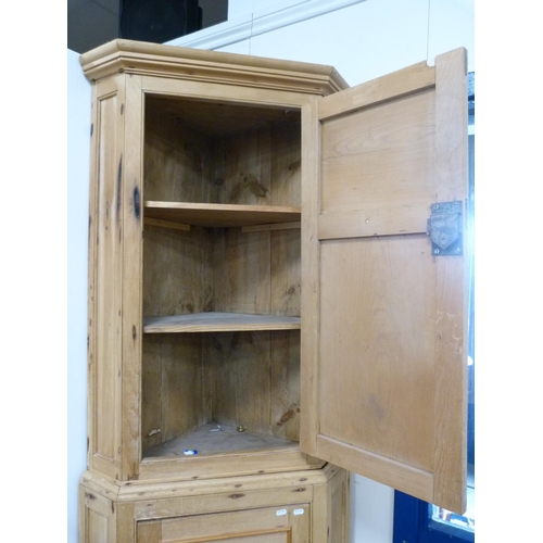 347 - Pine corner cupboard.