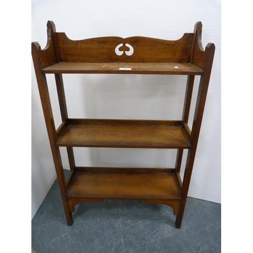 360 - Square mahogany occasional table and an oak open bookcase.