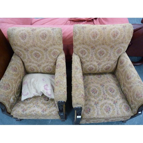 380 - Pair of upholstered armchairs.