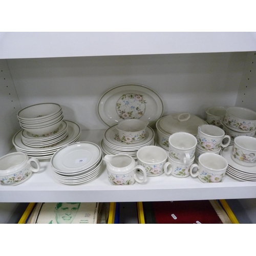 39 - J & G Meakin White Ice ironstone side plates and another floral part dinner service.