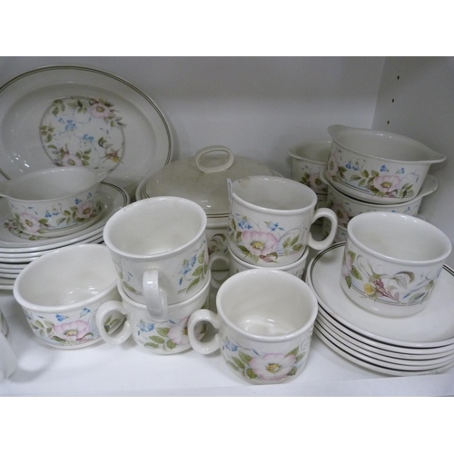 39 - J & G Meakin White Ice ironstone side plates and another floral part dinner service.