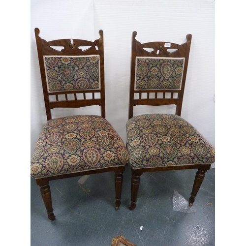 395 - Pair of Edwardian mahogany upholstered chairs.