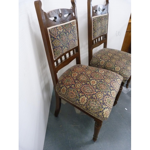 395 - Pair of Edwardian mahogany upholstered chairs.