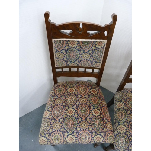 395 - Pair of Edwardian mahogany upholstered chairs.