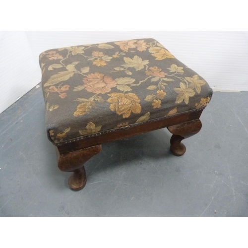 407 - Carved stool and a footstool.