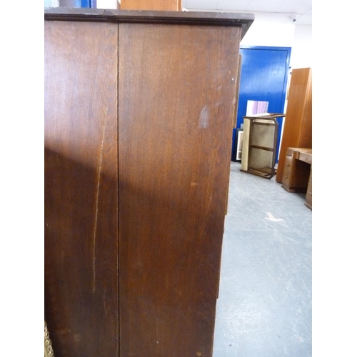 428 - Oak chest of two short and three long drawers.