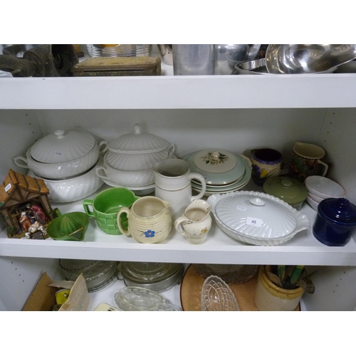 45 - Assorted ceramic dinnerwares, tureens, jugs etc.