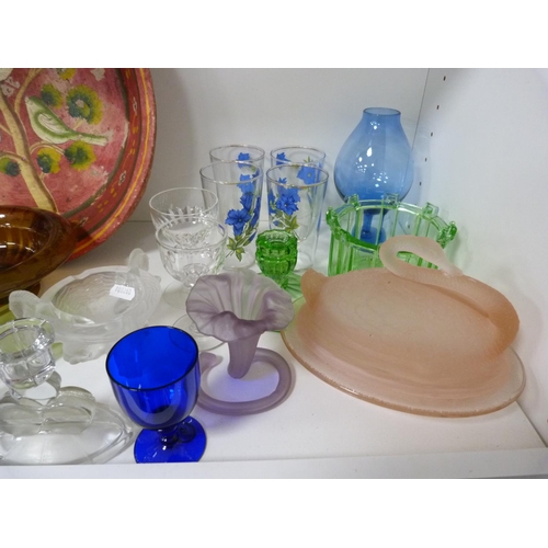 51 - Assorted glassware including lemonade glasses, bowls, frosted glassware and assorted ceramic mugs.