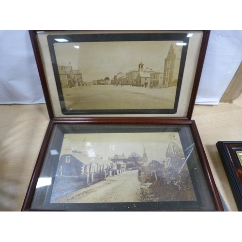 6 - Porcupine basket, frames, vintage pictures, paper knife and Robertson clan crest.