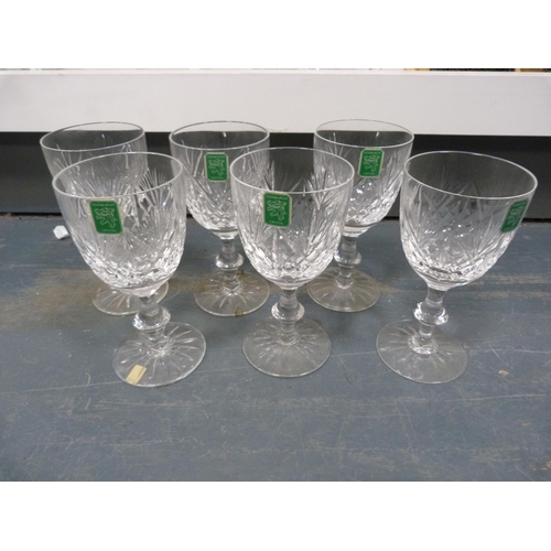 66 - Assorted glassware including Edinburgh Crystal wine glasses, mirror, lamp etc.