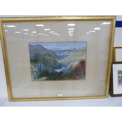 68 - GHP, mountainous river, monogrammed and dated 1874, watercolour.