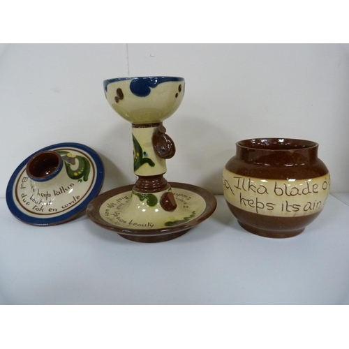 69 - Assorted kitchen ceramics including Derby Ironstone dishes.