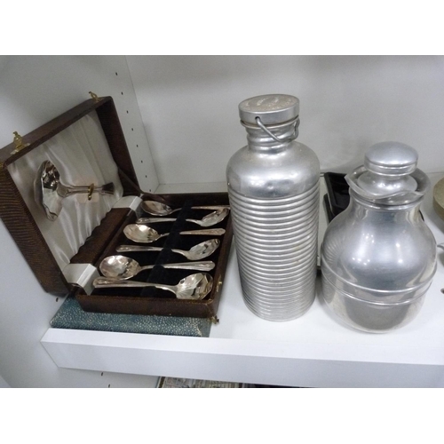 70 - Maling cache-pot, assorted bowls, flasks, flatware etc.