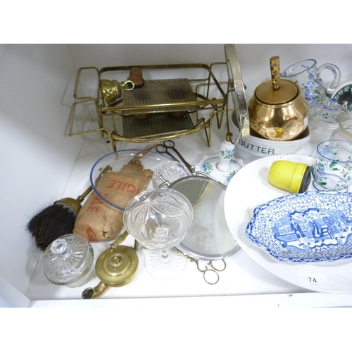 74 - Assorted kitchenalia including glasses, teapots, plates, cake stands etc.