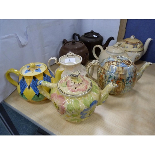 8 - Eight assorted vintage teapots.