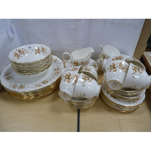 96 - Colclough bone china part tea set with all over leaf decoration and gilt borders.