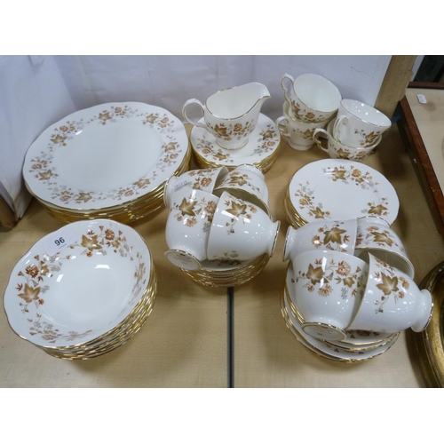 96 - Colclough bone china part tea set with all over leaf decoration and gilt borders.