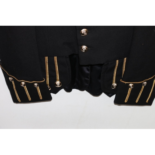 1132 - British Army uniform, a British Army black doublet jacket with Jardines of Edinburgh label having Hi... 