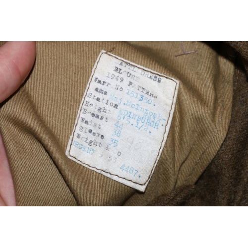 1140 - British Army uniform, a British Army khaki green battledress jacket with Wright and Co label 