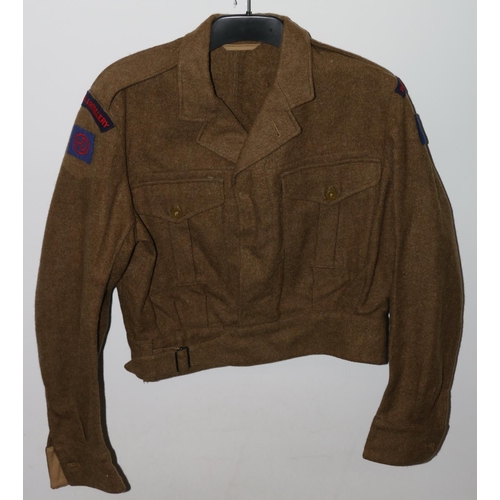 1142 - British Army uniform, a British Army khaki green battledress jacket with Abbey Clothing Company Ltd ... 