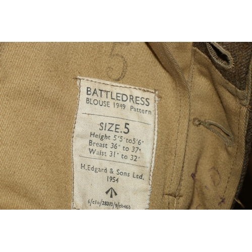 1143 - British Army uniform, a British Army khaki green battledress jacket with H Edgard and Son Ltd label ... 