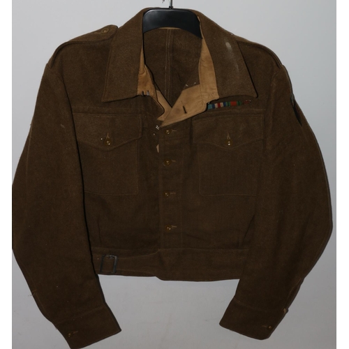 1147 - British Army uniform, a British Army khaki green battledress jacket with London Bros Ltd label 