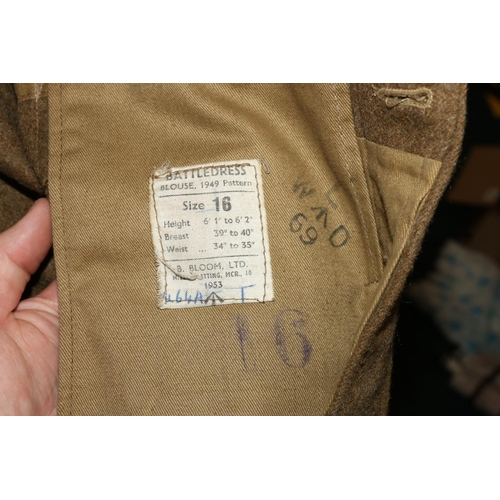 1148 - British Army uniform, a British Army khaki green battledress jacket with B Bloom Ltd label 