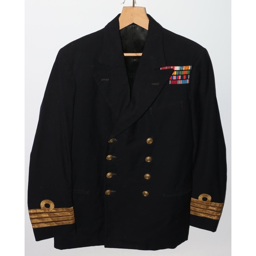 1153 - British Naval uniform, a Royal Navy black jacket with Wing Cheung of Hong Kong label having bullion ... 