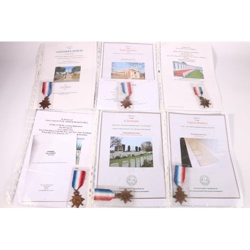 958 - WWI 1914 Mons star medal to 888 and 265090 Private Alexander B Hepburn of the 1st/6th Battalion Gord... 