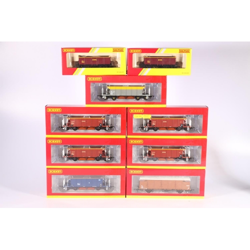 70 - Hornby OO gauge model railways rolling stock including two R6372 LWB open wagons, R6845 Mainline Sea... 