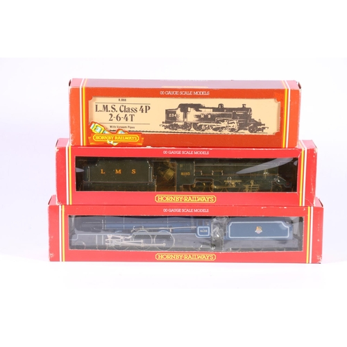 75 - Three Hornby OO gauge model railway locomotives including R088 2-6-4 Class 4P locomotive LMS 2345 bl... 