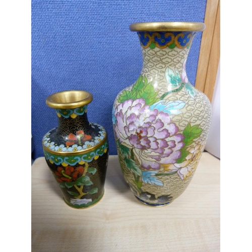 20 - Collection of oriental to include two ginger jars, cloisonné teapot, two vases etc.