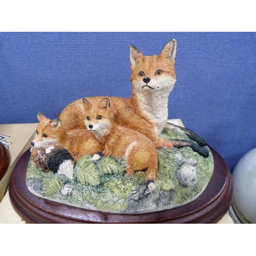 25 - Border Fine Arts figure of foxes by David Walton and another, James Herriot 'Found Safe'.