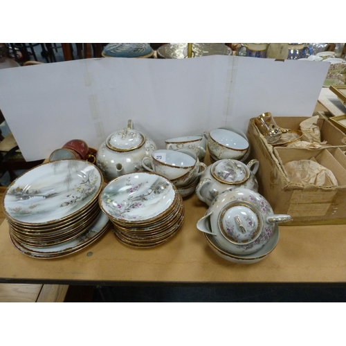 273 - Oriental eggshell tea set, two Czech cups and saucers, gold-rimmed glass cups and saucers.