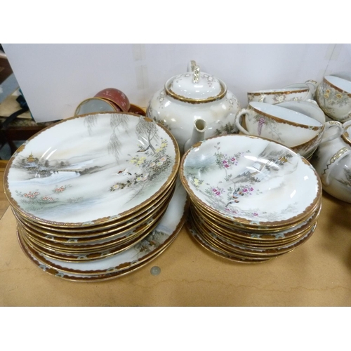 273 - Oriental eggshell tea set, two Czech cups and saucers, gold-rimmed glass cups and saucers.