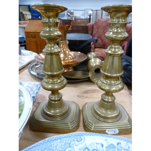 276 - Set of six J & MP Bell's Triumphal Car collector's plates, brass candlesticks etc.