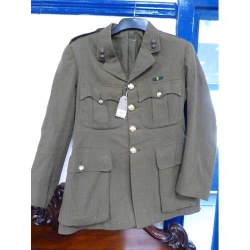 279 - British Army uniform, an olive green jacket having Gaunt of London Staybrite ROYAL ENGINEERS buttons... 